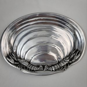 Pewter Lobster Crustacean Shell Shaped Tray